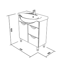 Bas Мебель для ванной "Ария 70" Эрика с пеналом – фотография-4